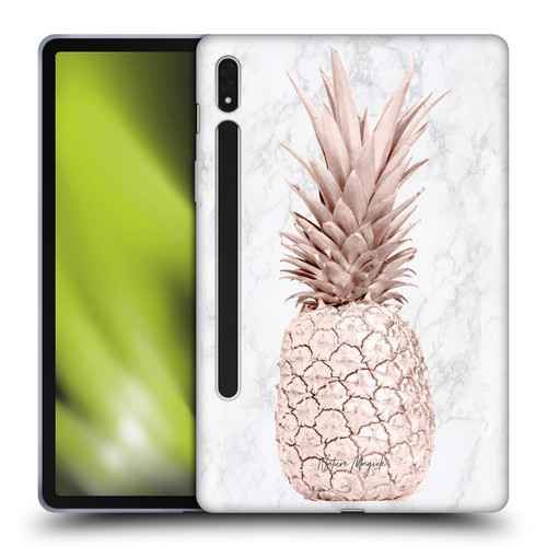 Nature Magick Rose Gold Pineapple On Marble Rose Gold Soft Gel Case for Samsung Galaxy Tab S8