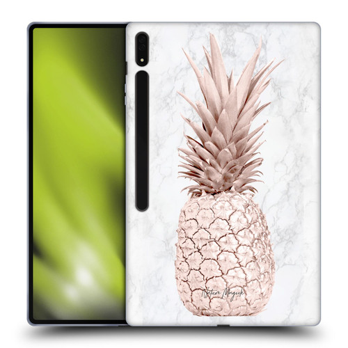 Nature Magick Rose Gold Pineapple On Marble Rose Gold Soft Gel Case for Samsung Galaxy Tab S8 Ultra