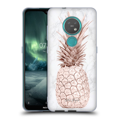 Nature Magick Rose Gold Pineapple On Marble Rose Gold Soft Gel Case for Nokia 6.2 / 7.2