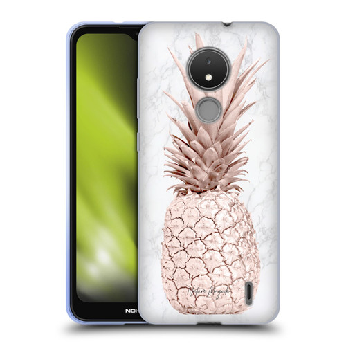 Nature Magick Rose Gold Pineapple On Marble Rose Gold Soft Gel Case for Nokia C21