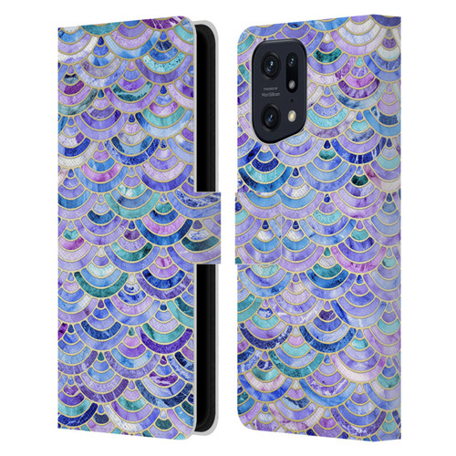 Micklyn Le Feuvre Marble Patterns Mosaic In Amethyst And Lapis Lazuli Leather Book Wallet Case Cover For OPPO Find X5