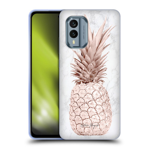 Nature Magick Rose Gold Pineapple On Marble Rose Gold Soft Gel Case for Nokia X30
