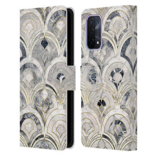 Micklyn Le Feuvre Marble Patterns Monochrome Art Deco Tiles Leather Book Wallet Case Cover For OPPO A54 5G
