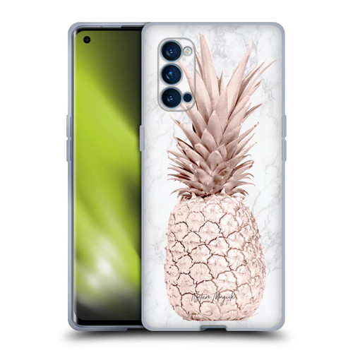 Nature Magick Rose Gold Pineapple On Marble Rose Gold Soft Gel Case for OPPO Reno 4 Pro 5G