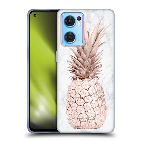 Nature Magick Rose Gold Pineapple On Marble Rose Gold Soft Gel Case for OPPO Reno7 5G / Find X5 Lite