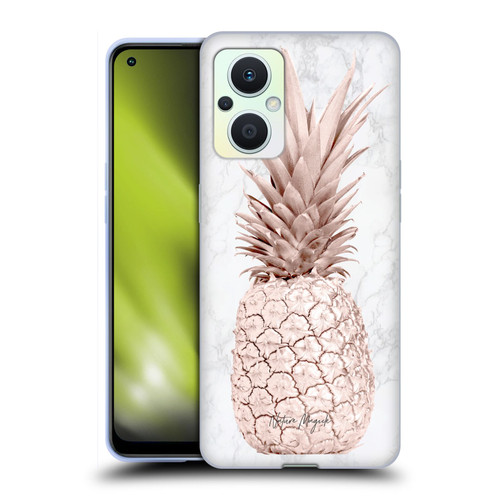 Nature Magick Rose Gold Pineapple On Marble Rose Gold Soft Gel Case for OPPO Reno8 Lite