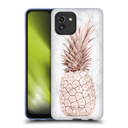 Nature Magick Rose Gold Pineapple On Marble Rose Gold Soft Gel Case for Samsung Galaxy A03 (2021)