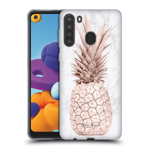 Nature Magick Rose Gold Pineapple On Marble Rose Gold Soft Gel Case for Samsung Galaxy A21 (2020)