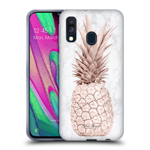 Nature Magick Rose Gold Pineapple On Marble Rose Gold Soft Gel Case for Samsung Galaxy A40 (2019)