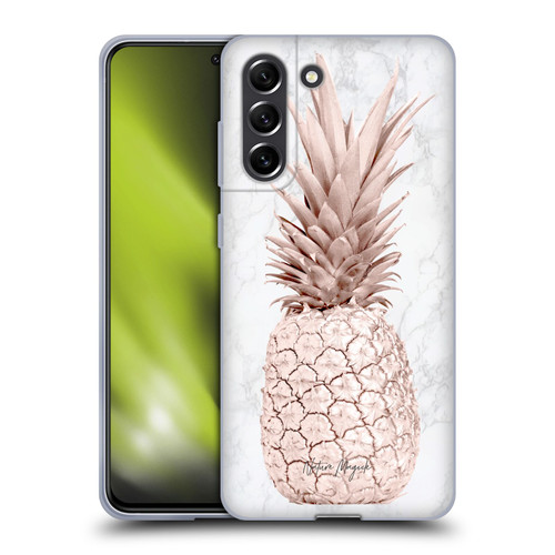 Nature Magick Rose Gold Pineapple On Marble Rose Gold Soft Gel Case for Samsung Galaxy S21 FE 5G
