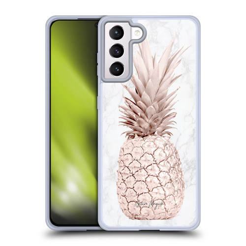 Nature Magick Rose Gold Pineapple On Marble Rose Gold Soft Gel Case for Samsung Galaxy S21+ 5G