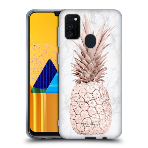 Nature Magick Rose Gold Pineapple On Marble Rose Gold Soft Gel Case for Samsung Galaxy M30s (2019)/M21 (2020)