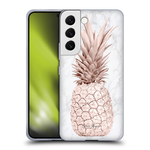 Nature Magick Rose Gold Pineapple On Marble Rose Gold Soft Gel Case for Samsung Galaxy S22 5G