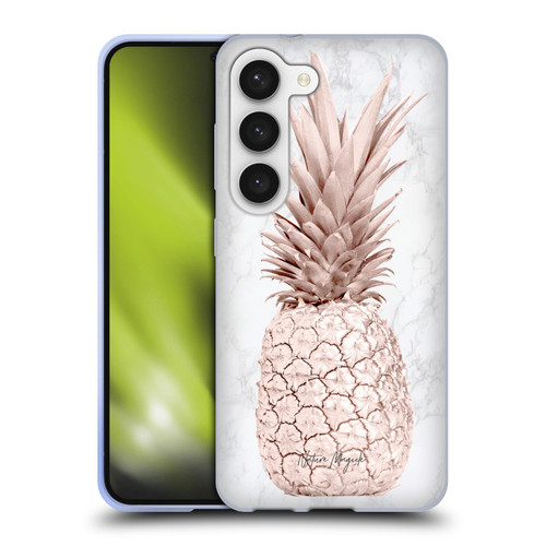 Nature Magick Rose Gold Pineapple On Marble Rose Gold Soft Gel Case for Samsung Galaxy S23 5G