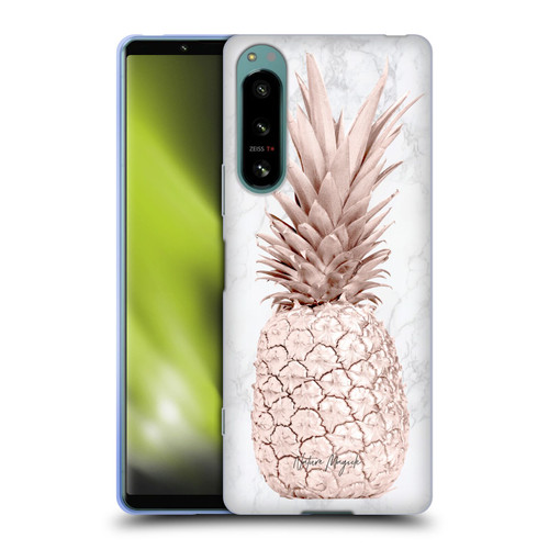Nature Magick Rose Gold Pineapple On Marble Rose Gold Soft Gel Case for Sony Xperia 5 IV