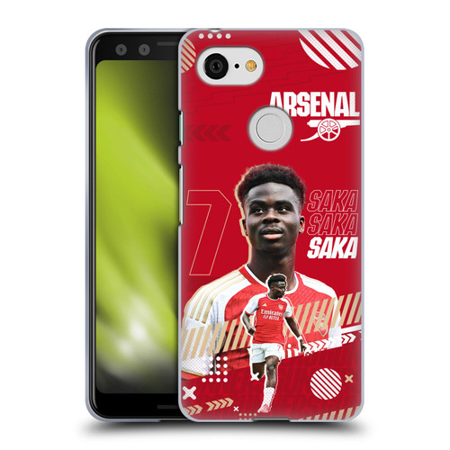 Arsenal FC 2023/24 First Team Bukayo Saka Soft Gel Case for Google Pixel 3