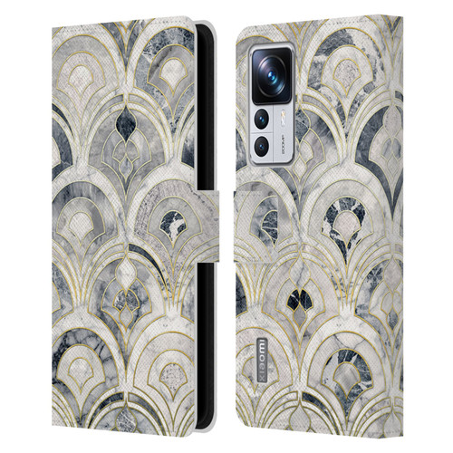 Micklyn Le Feuvre Marble Patterns Monochrome Art Deco Tiles Leather Book Wallet Case Cover For Xiaomi 12T Pro