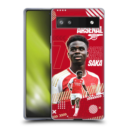Arsenal FC 2023/24 First Team Bukayo Saka Soft Gel Case for Google Pixel 6a