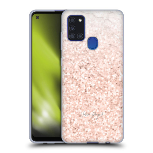 Nature Magick Rose Gold Marble Glitter Rose Gold Sparkle 2 Soft Gel Case for Samsung Galaxy A21s (2020)