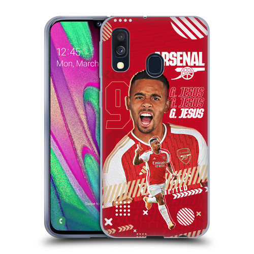 Arsenal FC 2023/24 First Team Gabriel Jesus Soft Gel Case for Samsung Galaxy A40 (2019)