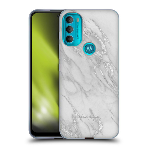 Nature Magick Marble Metallics Silver Soft Gel Case for Motorola Moto G71 5G