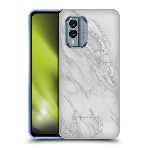 Nature Magick Marble Metallics Silver Soft Gel Case for Nokia X30