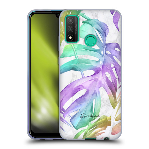 Nature Magick Tropical Palm Leaves On Marble Rainbow Leaf Soft Gel Case for Huawei P Smart (2020)
