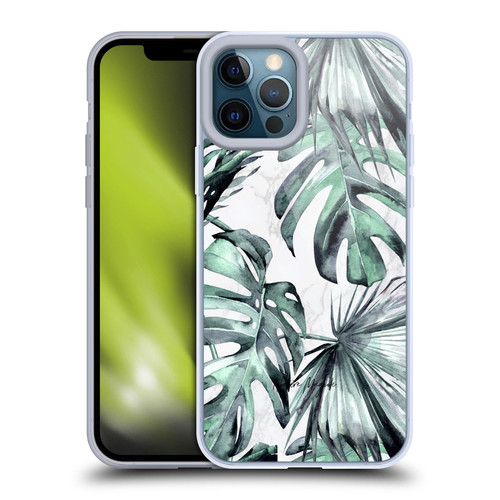 Nature Magick Tropical Palm Leaves On Marble Turquoise Green Island Soft Gel Case for Apple iPhone 12 Pro Max