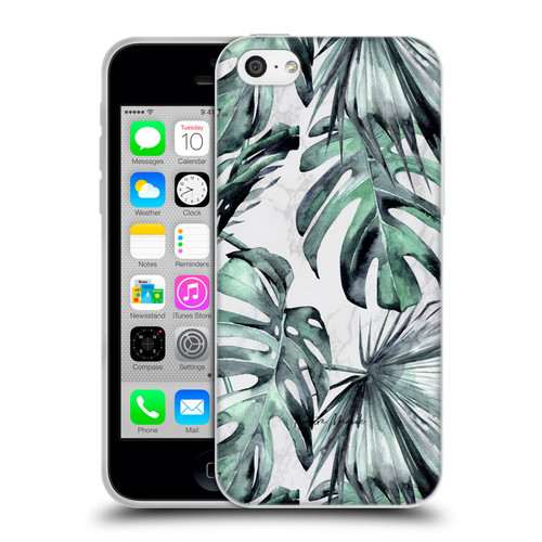 Nature Magick Tropical Palm Leaves On Marble Turquoise Green Island Soft Gel Case for Apple iPhone 5c