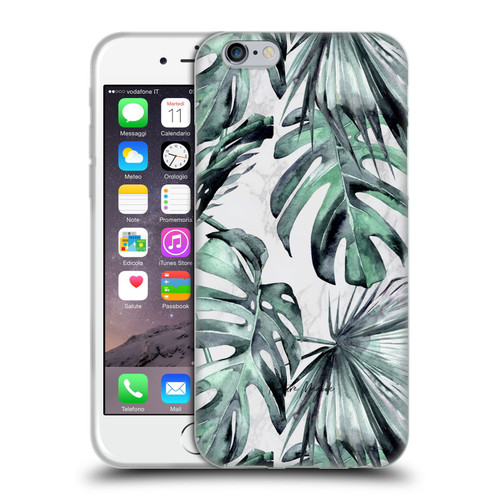Nature Magick Tropical Palm Leaves On Marble Turquoise Green Island Soft Gel Case for Apple iPhone 6 / iPhone 6s