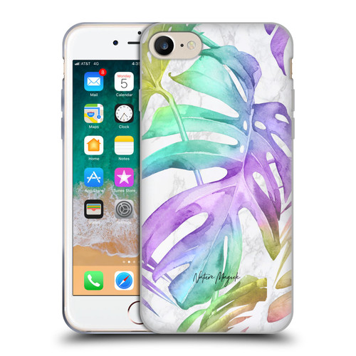 Nature Magick Tropical Palm Leaves On Marble Rainbow Leaf Soft Gel Case for Apple iPhone 7 / 8 / SE 2020 & 2022