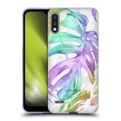 Nature Magick Tropical Palm Leaves On Marble Rainbow Leaf Soft Gel Case for LG K22