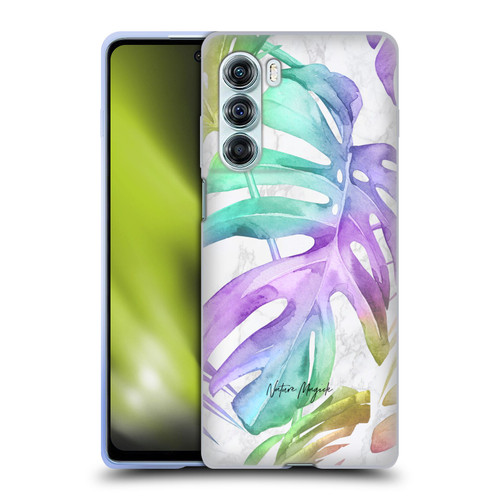 Nature Magick Tropical Palm Leaves On Marble Rainbow Leaf Soft Gel Case for Motorola Edge S30 / Moto G200 5G