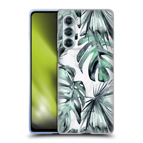 Nature Magick Tropical Palm Leaves On Marble Turquoise Green Island Soft Gel Case for Motorola Edge S30 / Moto G200 5G