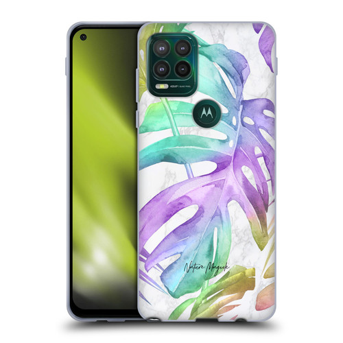 Nature Magick Tropical Palm Leaves On Marble Rainbow Leaf Soft Gel Case for Motorola Moto G Stylus 5G 2021