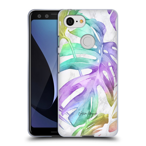 Nature Magick Tropical Palm Leaves On Marble Rainbow Leaf Soft Gel Case for Google Pixel 3