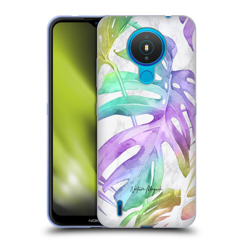 Nature Magick Tropical Palm Leaves On Marble Rainbow Leaf Soft Gel Case for Nokia 1.4