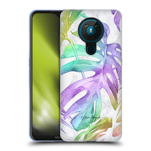 Nature Magick Tropical Palm Leaves On Marble Rainbow Leaf Soft Gel Case for Nokia 5.3