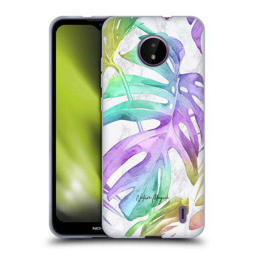 Nature Magick Tropical Palm Leaves On Marble Rainbow Leaf Soft Gel Case for Nokia C10 / C20