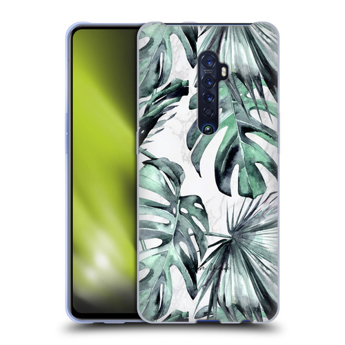 Nature Magick Tropical Palm Leaves On Marble Turquoise Green Island Soft Gel Case for OPPO Reno 2