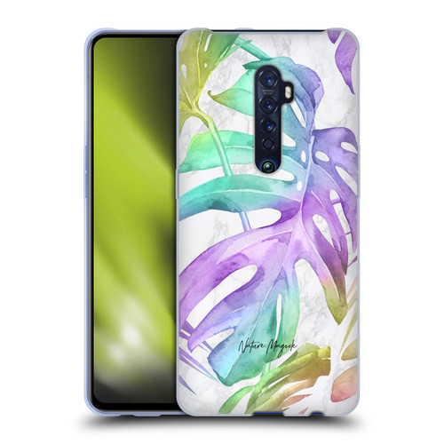 Nature Magick Tropical Palm Leaves On Marble Rainbow Leaf Soft Gel Case for OPPO Reno 2