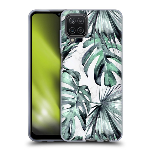 Nature Magick Tropical Palm Leaves On Marble Turquoise Green Island Soft Gel Case for Samsung Galaxy A12 (2020)