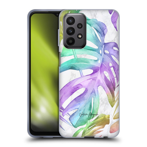 Nature Magick Tropical Palm Leaves On Marble Rainbow Leaf Soft Gel Case for Samsung Galaxy A23 / 5G (2022)
