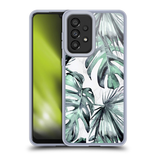Nature Magick Tropical Palm Leaves On Marble Turquoise Green Island Soft Gel Case for Samsung Galaxy A33 5G (2022)