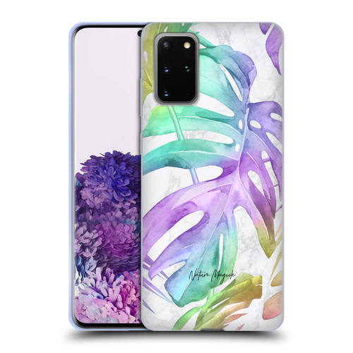 Nature Magick Tropical Palm Leaves On Marble Rainbow Leaf Soft Gel Case for Samsung Galaxy S20+ / S20+ 5G