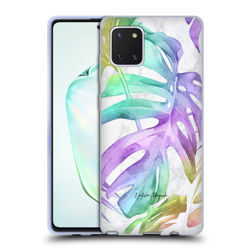 Nature Magick Tropical Palm Leaves On Marble Rainbow Leaf Soft Gel Case for Samsung Galaxy Note10 Lite