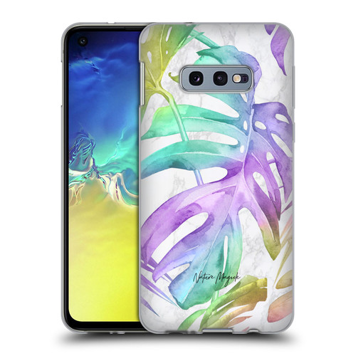 Nature Magick Tropical Palm Leaves On Marble Rainbow Leaf Soft Gel Case for Samsung Galaxy S10e