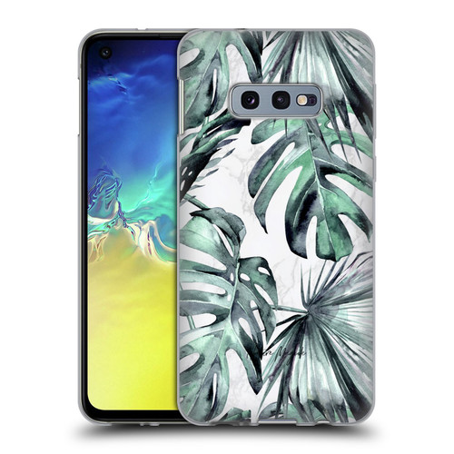Nature Magick Tropical Palm Leaves On Marble Turquoise Green Island Soft Gel Case for Samsung Galaxy S10e