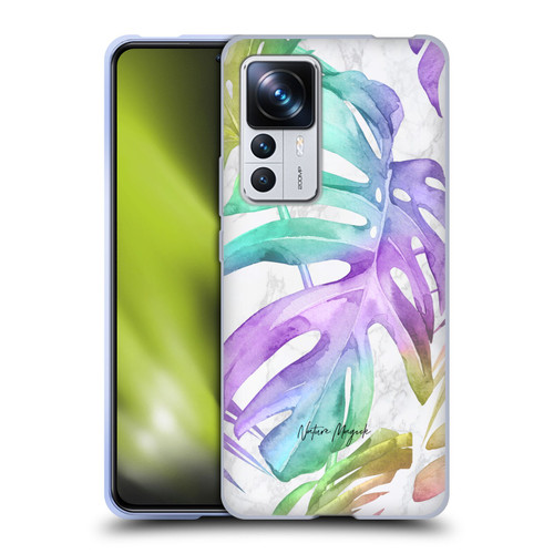 Nature Magick Tropical Palm Leaves On Marble Rainbow Leaf Soft Gel Case for Xiaomi 12T Pro