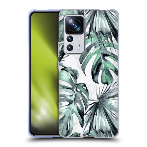 Nature Magick Tropical Palm Leaves On Marble Turquoise Green Island Soft Gel Case for Xiaomi 12T Pro